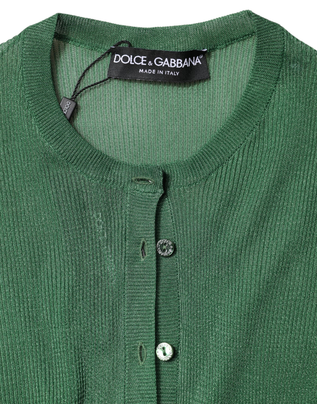 Dolce & Gabbana Green Polyester Long Sleeves Cardigan Sweater by Dolce & Gabbana outlet now on sale
