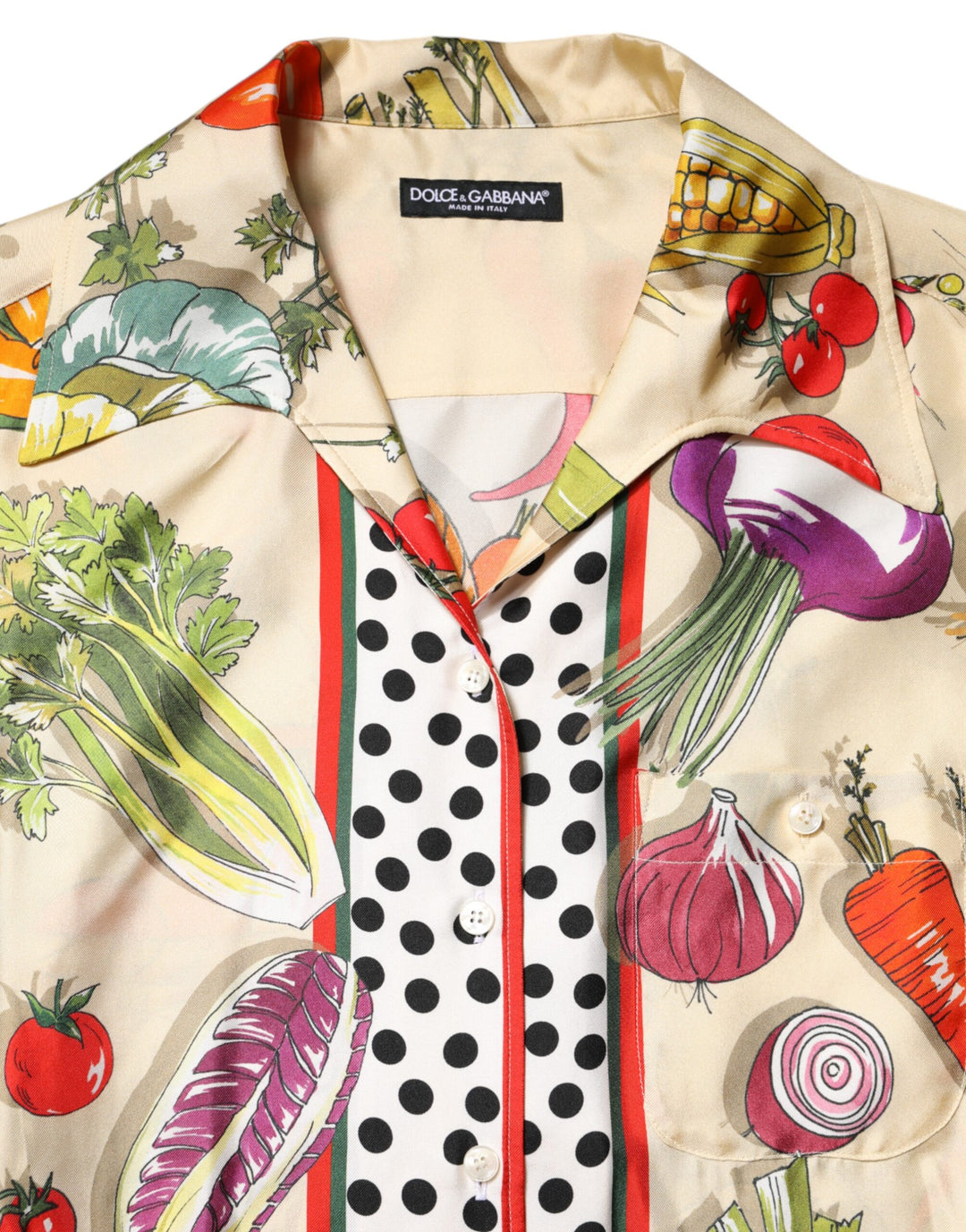 Dolce & Gabbana Sample Sale Dolce & Gabbana Multicolor Vegetables Silk Long Sleeves Top - | Designer outlet