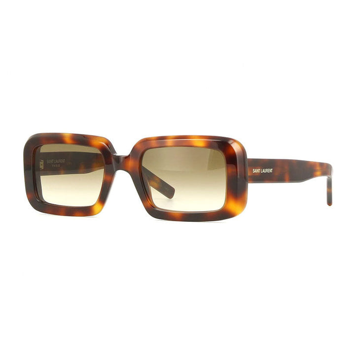 Saint Laurent Sunglasses Rectangle Full Rim, Shiny Havana Frame and Brown Gradient Lens SL534SUNRISE012