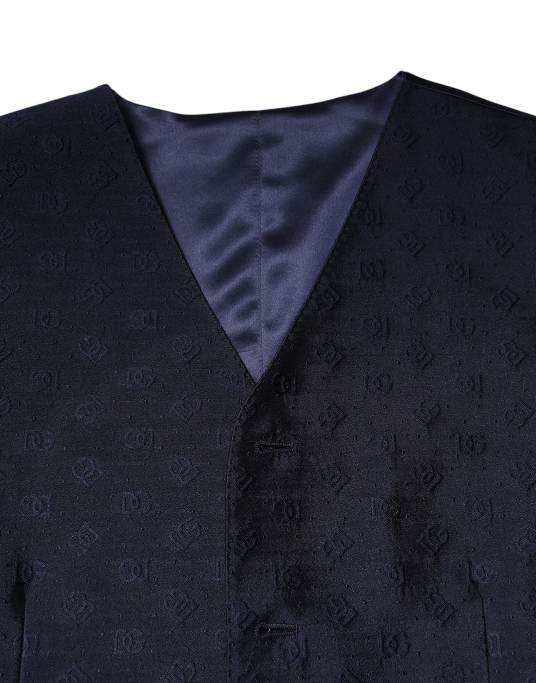 Dolce &amp; Gabbana Sample Sale Dolce &amp; Gabbana Dark Blue Logo Wool Formal Men Waistcoat Vest - | Designer outlet