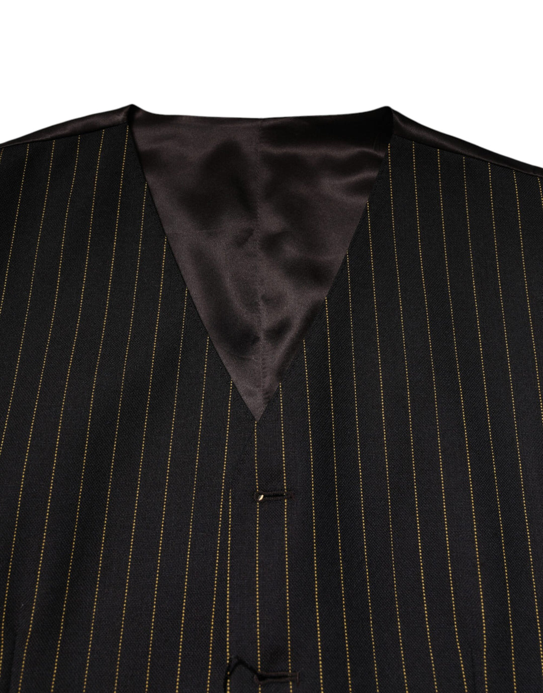 Dolce & Gabbana Black Stripes Wool Formal Men Waistcoat Vest by Dolce & Gabbana outlet now on sale