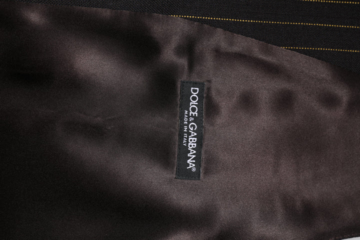 Dolce & Gabbana Black Stripes Wool Formal Men Waistcoat Vest by Dolce & Gabbana outlet now on sale