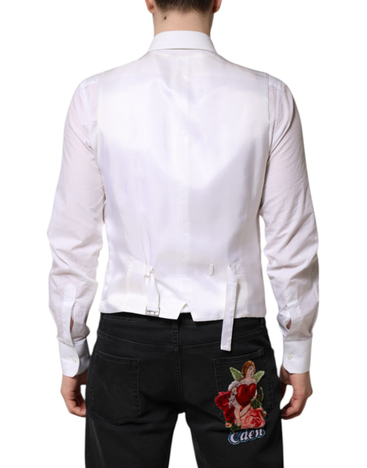 Dolce &amp; Gabbana Sample Sale Dolce &amp; Gabbana White Sequined Dress Formal Waistcoat Vest - | Designer outlet