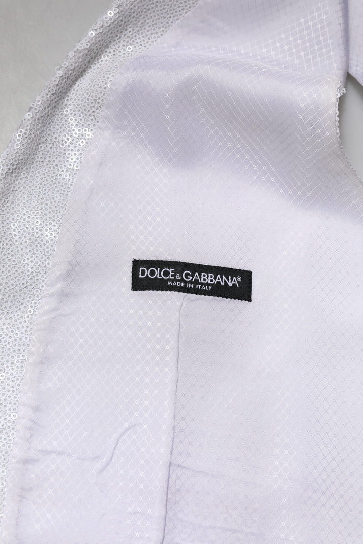 Dolce &amp; Gabbana Sample Sale Dolce &amp; Gabbana White Sequined Dress Formal Waistcoat Vest - | Designer outlet