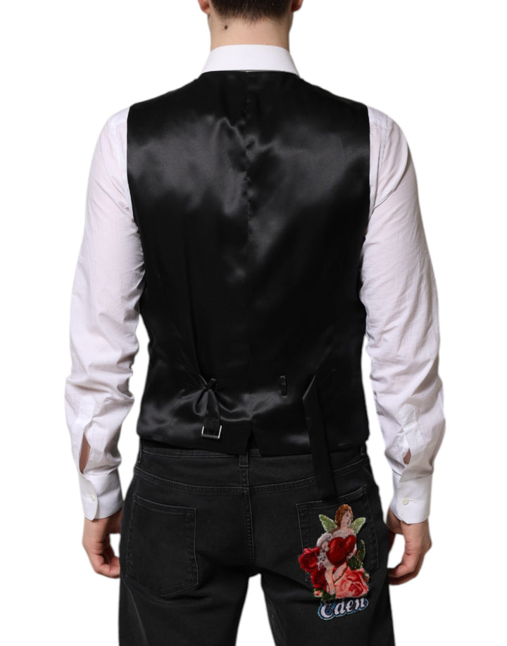 Dolce &amp; Gabbana Sample Sale Dolce &amp; Gabbana Black Gold Jacquard Formal Men Waistcoat Vest - | Designer outlet