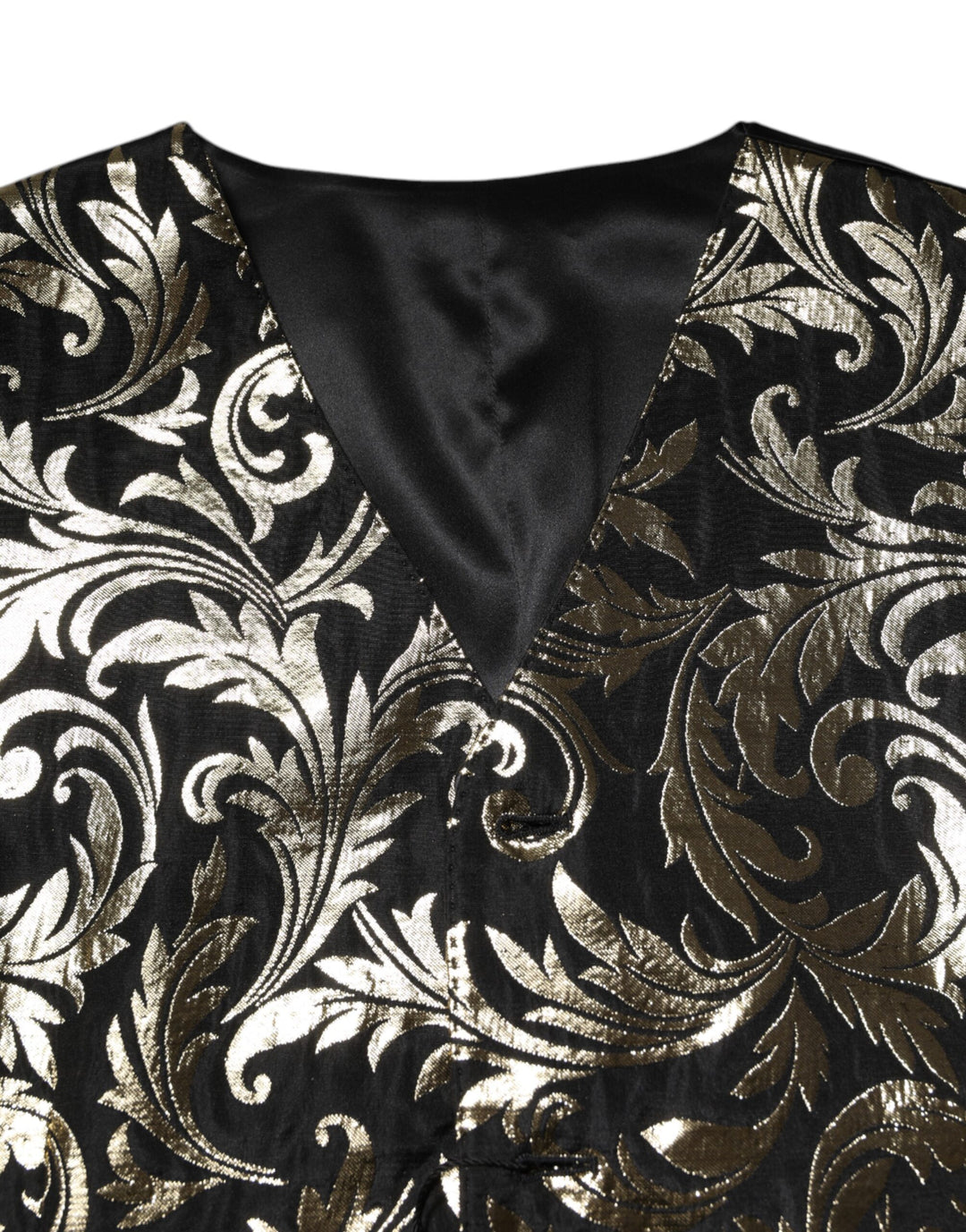 Dolce &amp; Gabbana Sample Sale Dolce &amp; Gabbana Black Gold Jacquard Formal Men Waistcoat Vest - | Designer outlet