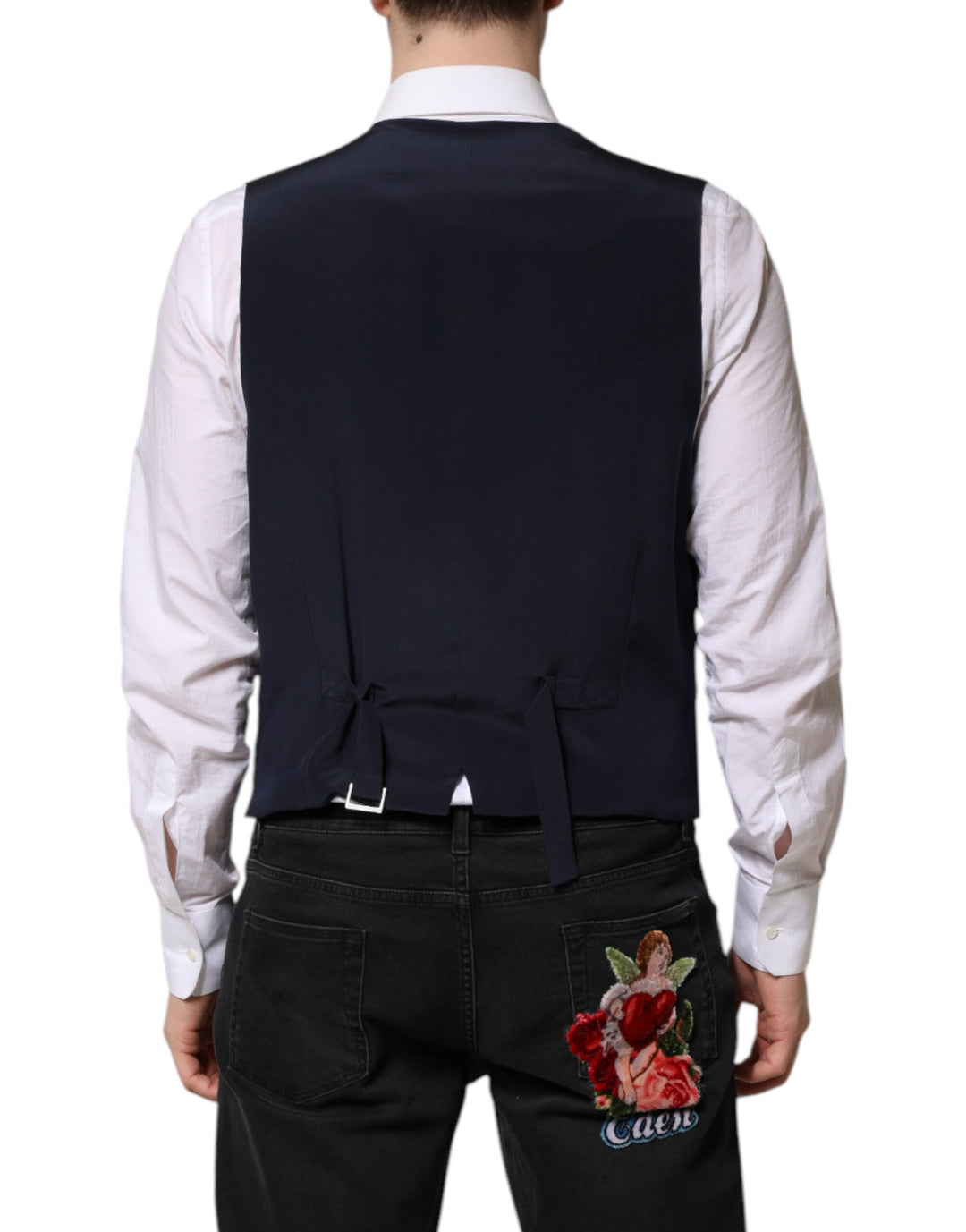 Dolce &amp; Gabbana Sample Sale Dolce &amp; Gabbana Blue Stripes Wool Formal Men Waistcoat Vest - | Designer outlet