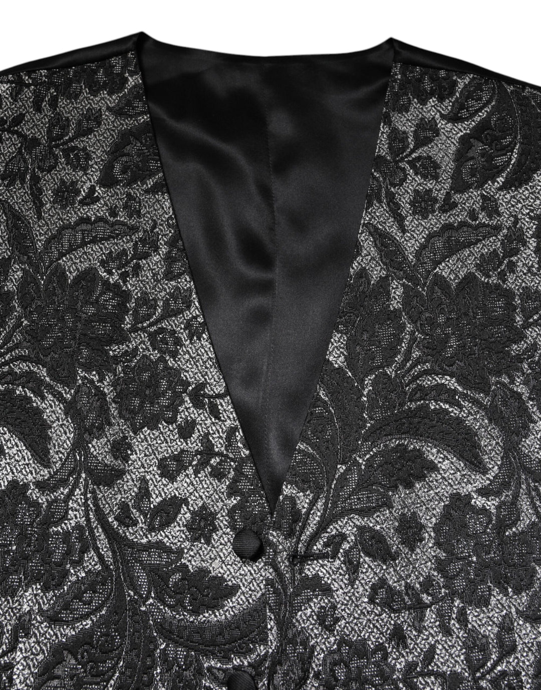 Dolce &amp; Gabbana Sample Sale Dolce &amp; Gabbana Black Gray Brocade Formal Men Waistcoat Vest - | Designer outlet