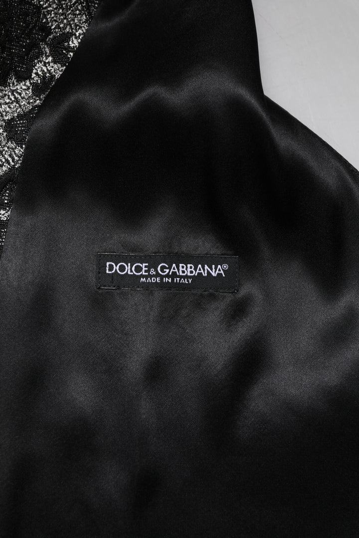 Dolce &amp; Gabbana Sample Sale Dolce &amp; Gabbana Black Gray Brocade Formal Men Waistcoat Vest - | Designer outlet