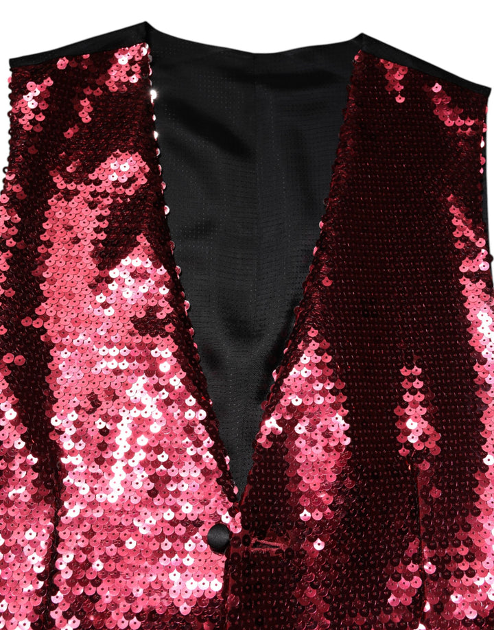 Dolce &amp; Gabbana Sample Sale Dolce &amp; Gabbana Red Sequined Dress Formal Men Waistcoat Vest - | Designer outlet