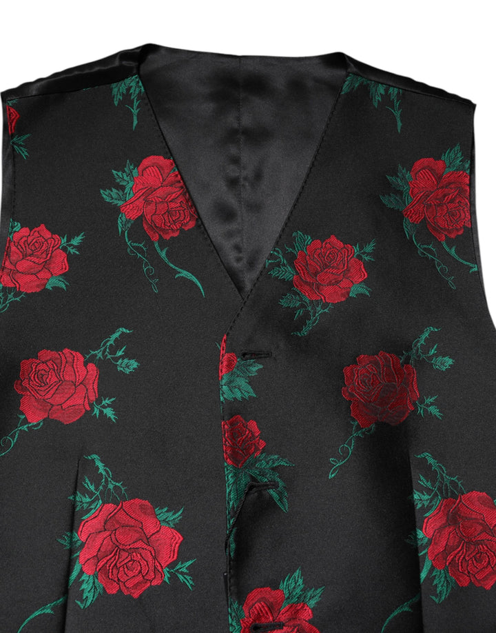 Dolce &amp; Gabbana Sample Sale Dolce &amp; Gabbana Red Floral Brocade Formal Men Waistcoat Vest - | Designer outlet