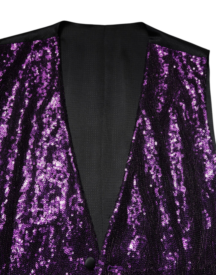 Dolce &amp; Gabbana Sample Sale Dolce &amp; Gabbana Purple Sequined Dress Formal Waistcoat Vest - | Designer outlet