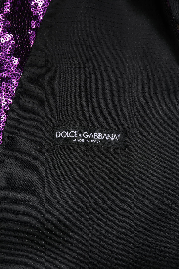 Dolce &amp; Gabbana Sample Sale Dolce &amp; Gabbana Purple Sequined Dress Formal Waistcoat Vest - | Designer outlet