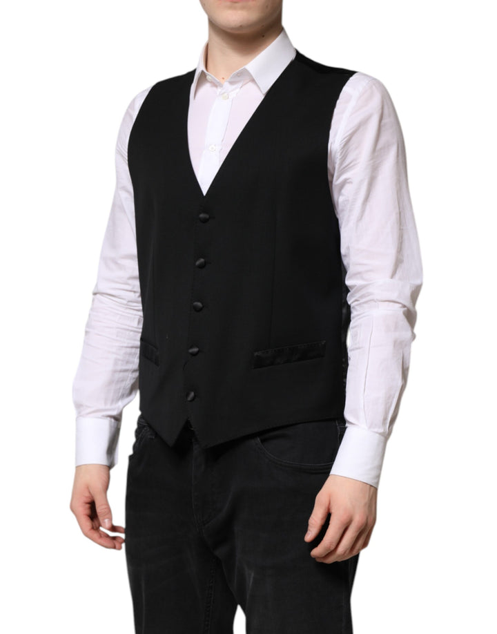 Dolce &amp; Gabbana Sample Sale Dolce &amp; Gabbana Black Wool Dress Formal Men Waistcoat Vest - | Designer outlet