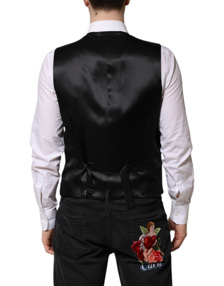 Dolce &amp; Gabbana Sample Sale Dolce &amp; Gabbana Black Wool Dress Formal Men Waistcoat Vest - | Designer outlet