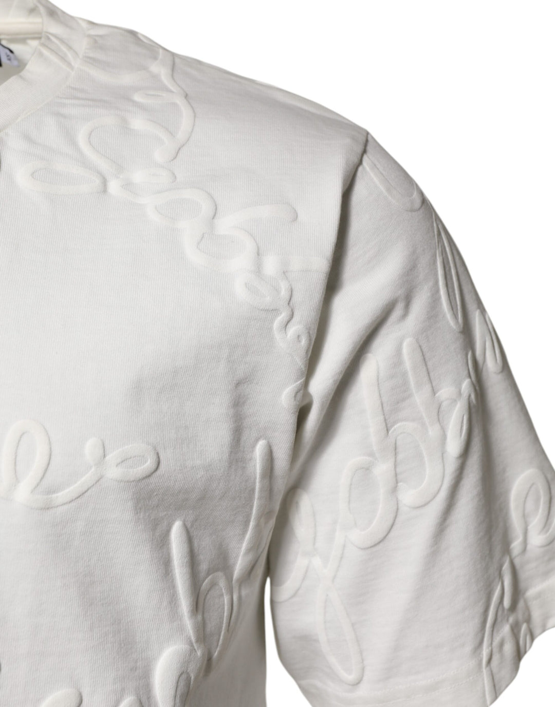 Dolce &amp; Gabbana Sample Sale Dolce &amp; Gabbana White Cotton Logo Embossed Crew Neck T-shirt - | Designer outlet
