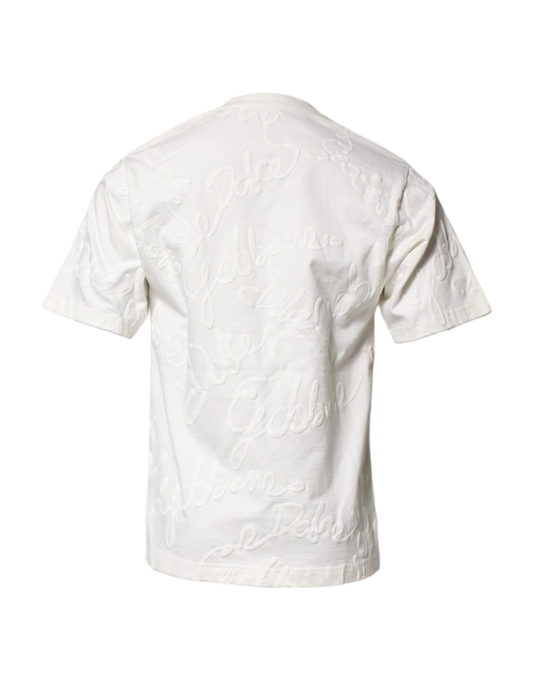 Dolce &amp; Gabbana Sample Sale Dolce &amp; Gabbana White Cotton Logo Embossed Crew Neck T-shirt - | Designer outlet