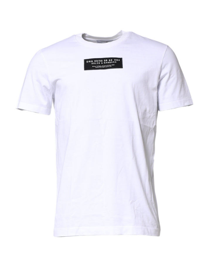 Dolce &amp; Gabbana Sample Sale Dolce &amp; Gabbana White Cotton Logo Patch Crew Neck T-shirt - | Designer outlet