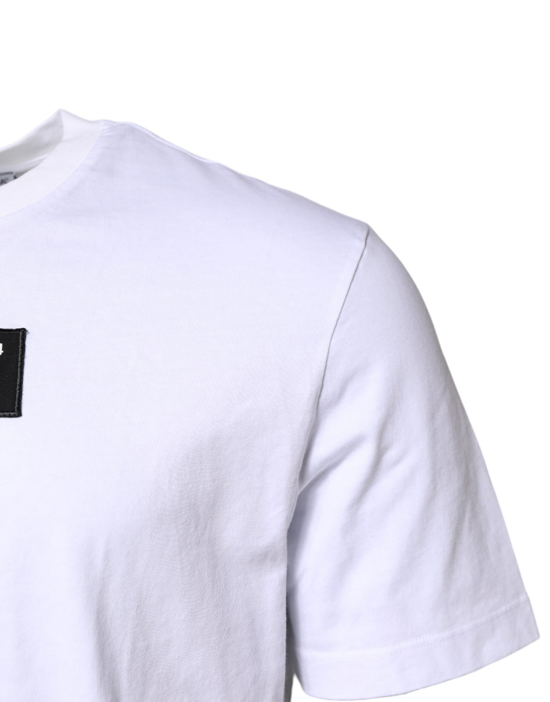 Dolce &amp; Gabbana Sample Sale Dolce &amp; Gabbana White Cotton Logo Patch Crew Neck T-shirt - | Designer outlet