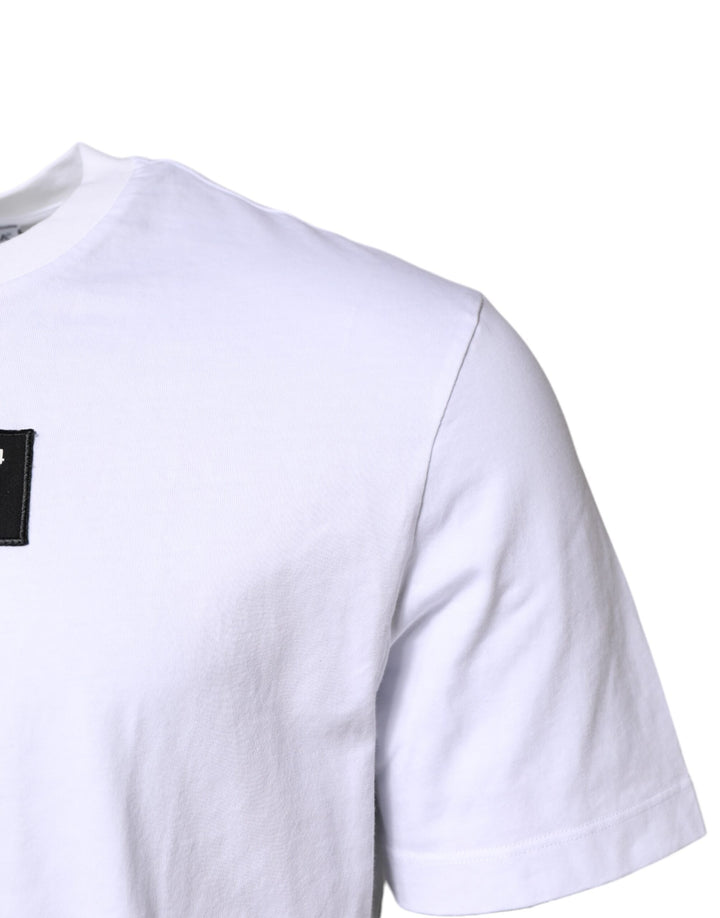 Dolce &amp; Gabbana Sample Sale Dolce &amp; Gabbana White Cotton Logo Patch Crew Neck T-shirt - | Designer outlet