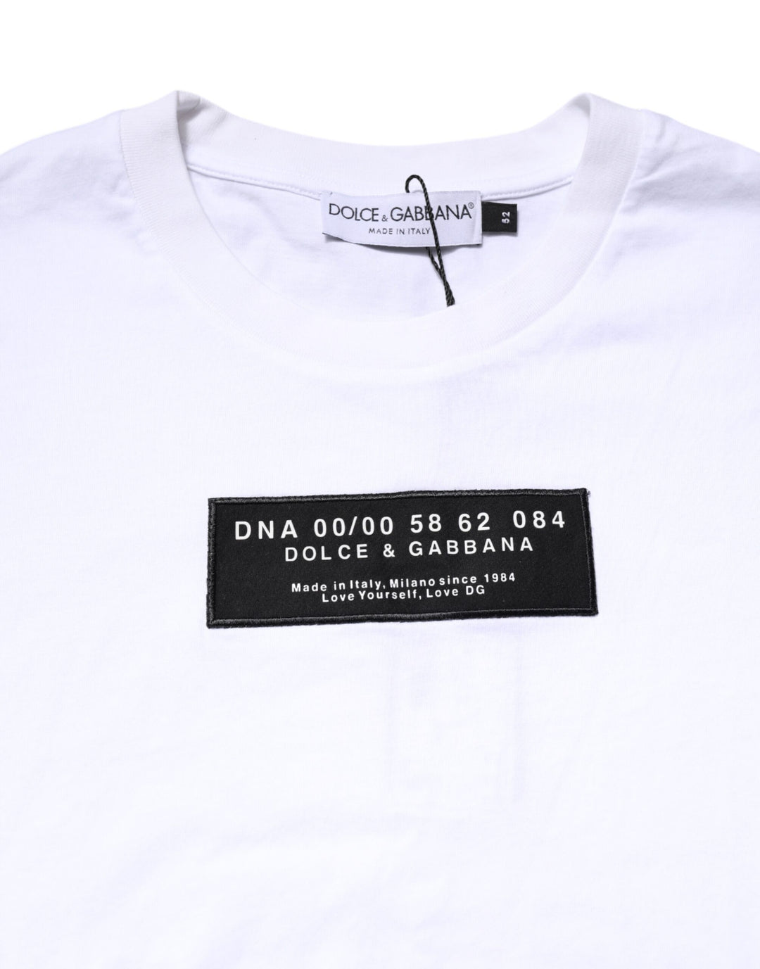 Dolce &amp; Gabbana Sample Sale Dolce &amp; Gabbana White Cotton Logo Patch Crew Neck T-shirt - | Designer outlet