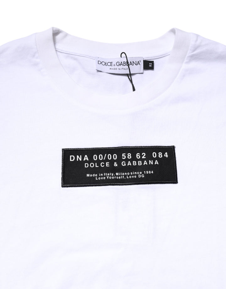 Dolce &amp; Gabbana Sample Sale Dolce &amp; Gabbana White Cotton Logo Patch Crew Neck T-shirt - | Designer outlet