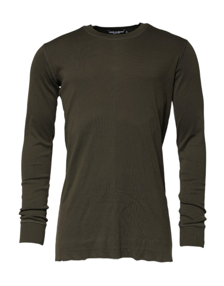 Dolce &amp; Gabbana Sample Sale Dolce &amp; Gabbana Dark Green Long Sleeves Crew Neck T-shirt - | Designer outlet