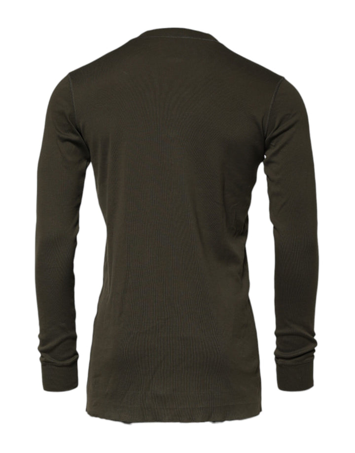 Dolce &amp; Gabbana Sample Sale Dolce &amp; Gabbana Dark Green Long Sleeves Crew Neck T-shirt - | Designer outlet