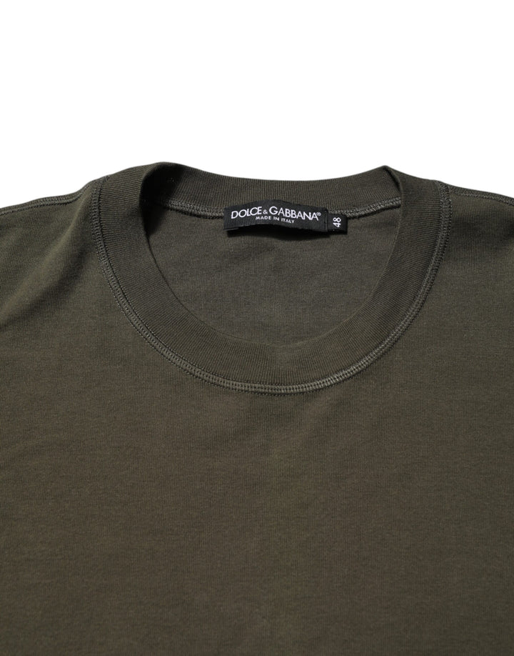 Dolce &amp; Gabbana Sample Sale Dolce &amp; Gabbana Dark Green Long Sleeves Crew Neck T-shirt - | Designer outlet