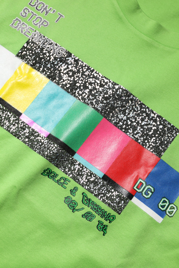 Dolce &amp; Gabbana Sample Sale Dolce &amp; Gabbana Green Graphic Printed Round Neck T-shirt - | Designer outlet