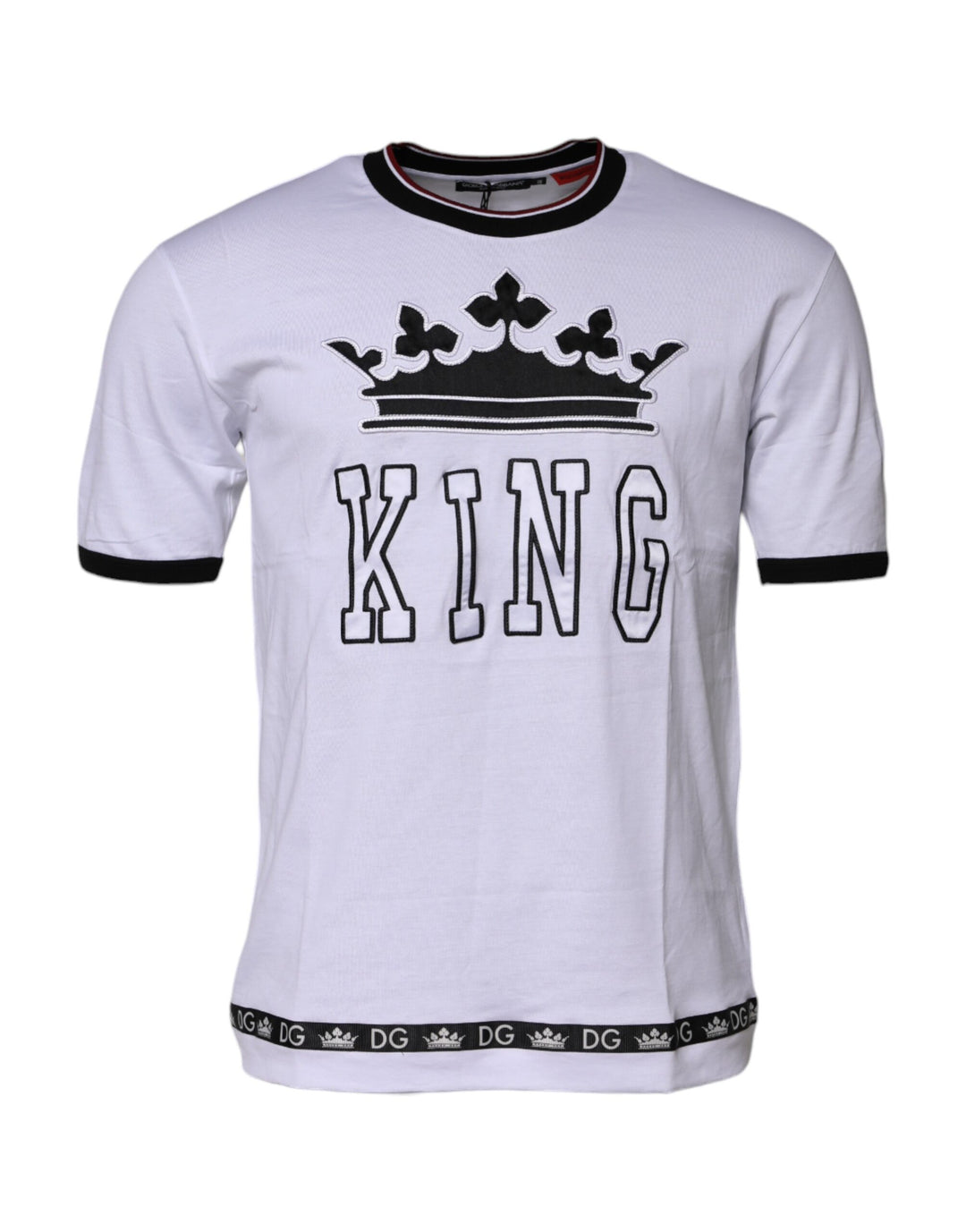 Dolce &amp; Gabbana Sample Sale Dolce &amp; Gabbana White Cotton Crown King Embroidery T-shirt - | Designer outlet