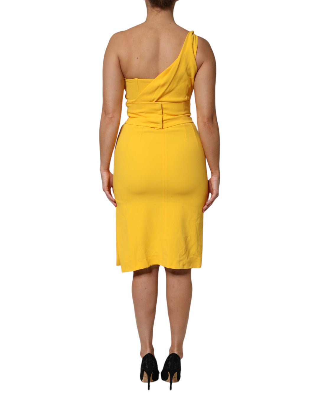Dolce &amp; Gabbana Sample Sale Dolce &amp; Gabbana Yellow One Shoulder Side Slit Midi Dress - | Designer outlet