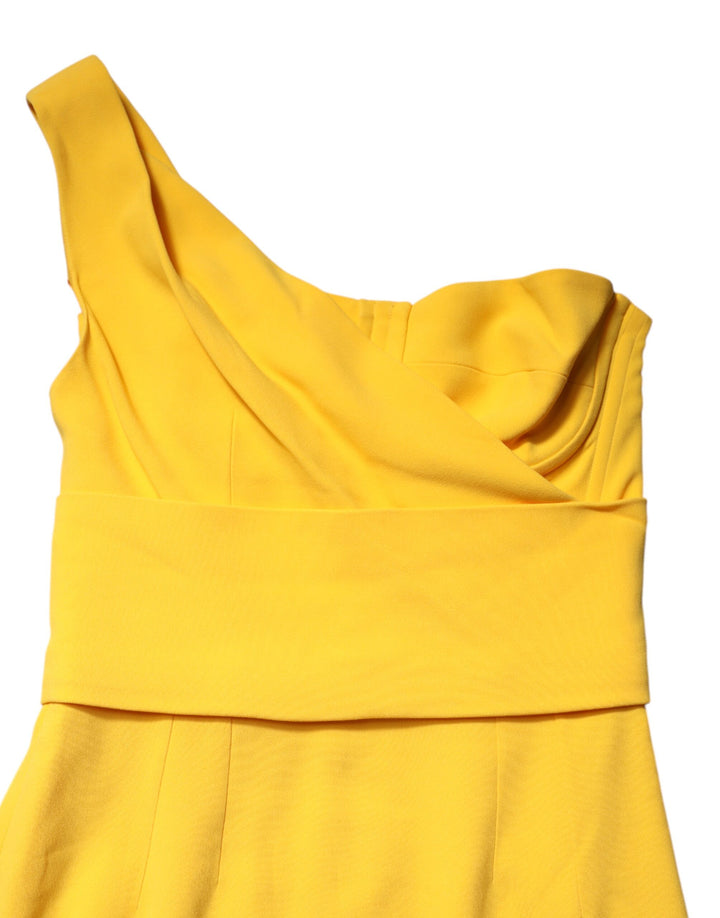 Dolce &amp; Gabbana Sample Sale Dolce &amp; Gabbana Yellow One Shoulder Side Slit Midi Dress - | Designer outlet