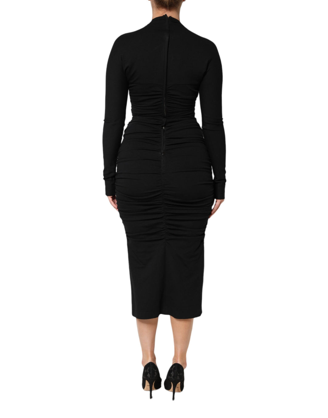Dolce &amp; Gabbana Sample Sale Dolce &amp; Gabbana Black Long Sleeves Sheath Midi Dress - | Designer outlet