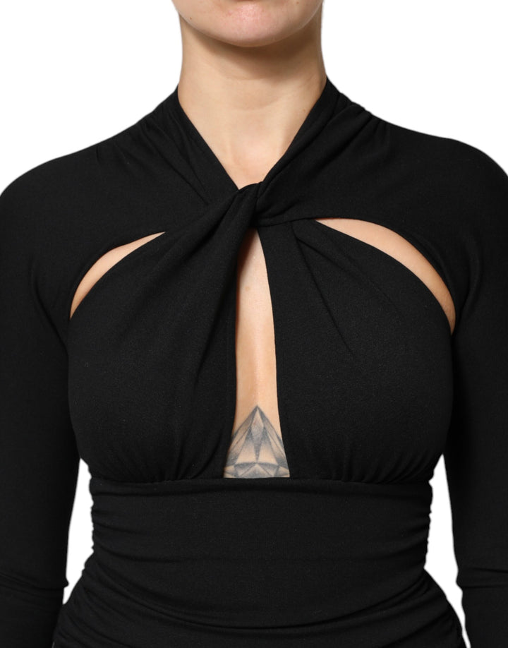 Dolce &amp; Gabbana Sample Sale Dolce &amp; Gabbana Black Long Sleeves Sheath Midi Dress - | Designer outlet