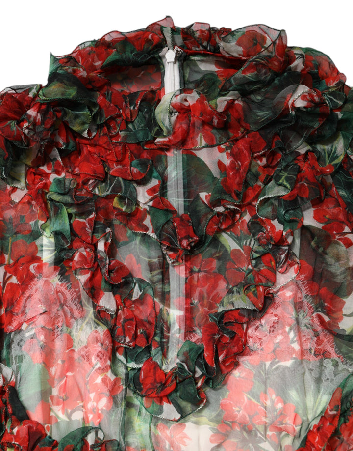 Dolce &amp; Gabbana Sample Sale Dolce &amp; Gabbana Multicolor Ruffle Floral Long Sleeves Dress - | Designer outlet