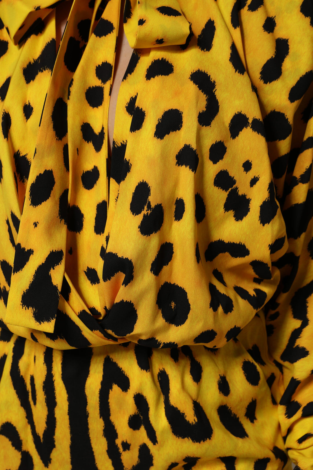 Dolce &amp; Gabbana Sample Sale Dolce &amp; Gabbana Yellow Leopard Long Sleeves Jumpsuit Dress - | Designer outlet