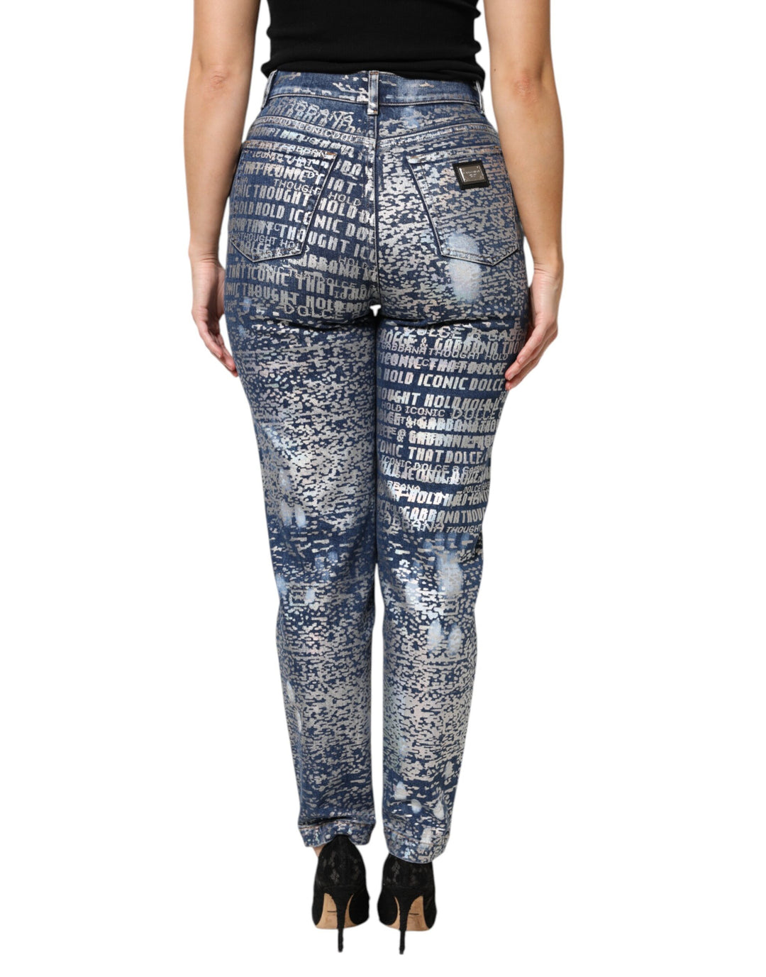 Dolce &amp; Gabbana Sample Sale Dolce &amp; Gabbana Blue Washed Print High Waist Denim Jeans - | Designer outlet