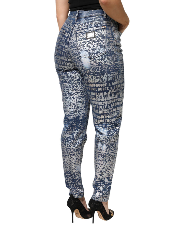 Dolce &amp; Gabbana Sample Sale Dolce &amp; Gabbana Blue Washed Print High Waist Denim Jeans - | Designer outlet