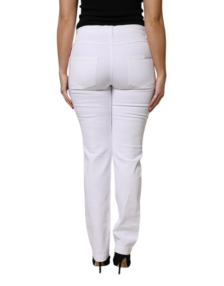 Dolce &amp; Gabbana Sample Sale Dolce &amp; Gabbana White Floral Sequined GIRLY Denim Jeans - | Designer outlet