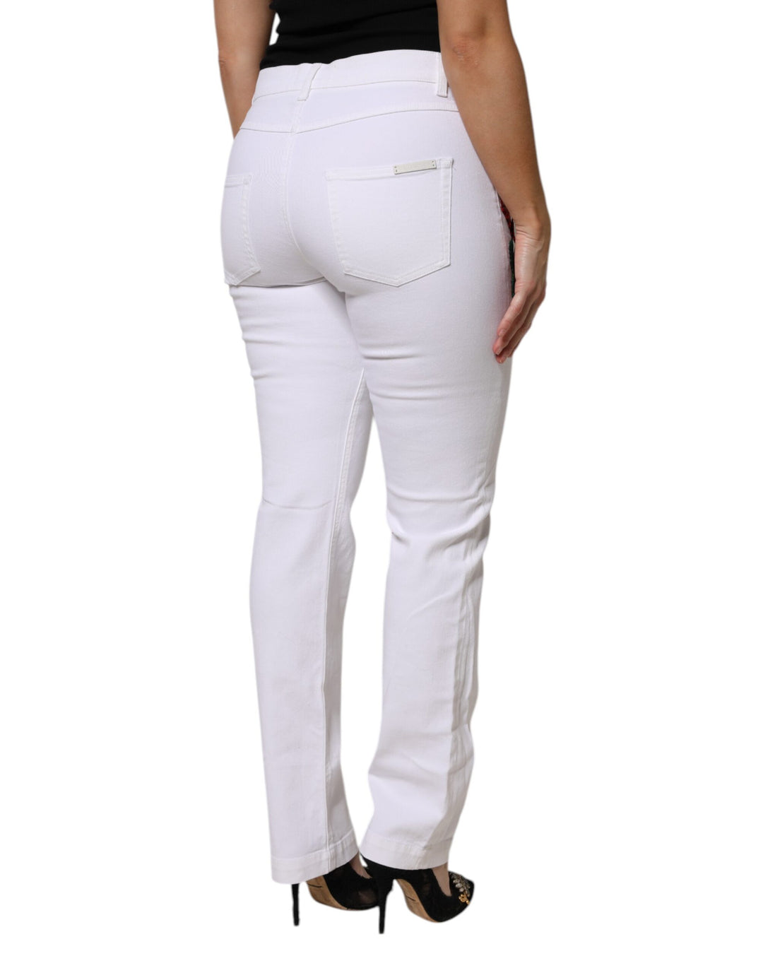 Dolce &amp; Gabbana Sample Sale Dolce &amp; Gabbana White Floral Sequined GIRLY Denim Jeans - | Designer outlet
