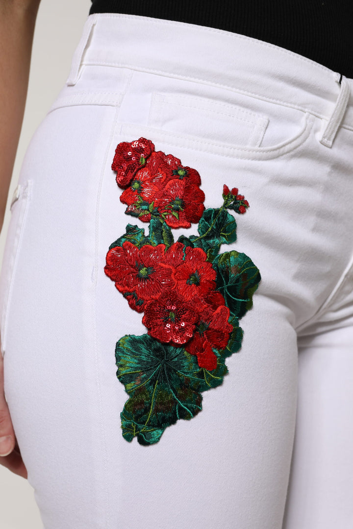 Dolce &amp; Gabbana Sample Sale Dolce &amp; Gabbana White Floral Sequined GIRLY Denim Jeans - | Designer outlet