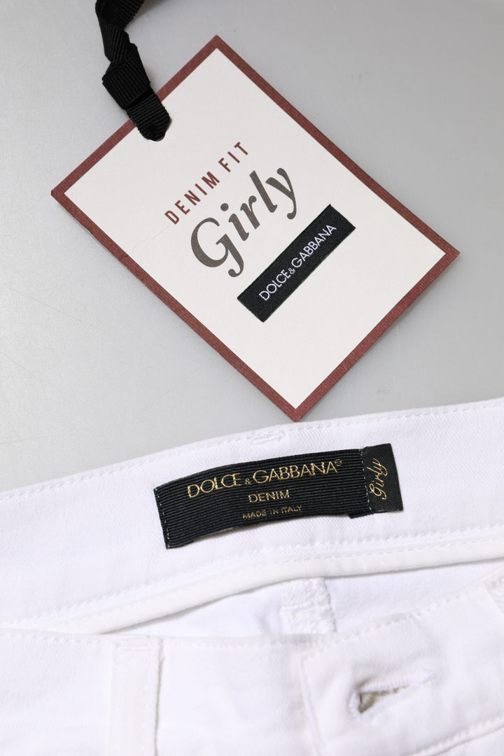 Dolce &amp; Gabbana Sample Sale Dolce &amp; Gabbana White Floral Sequined GIRLY Denim Jeans - | Designer outlet