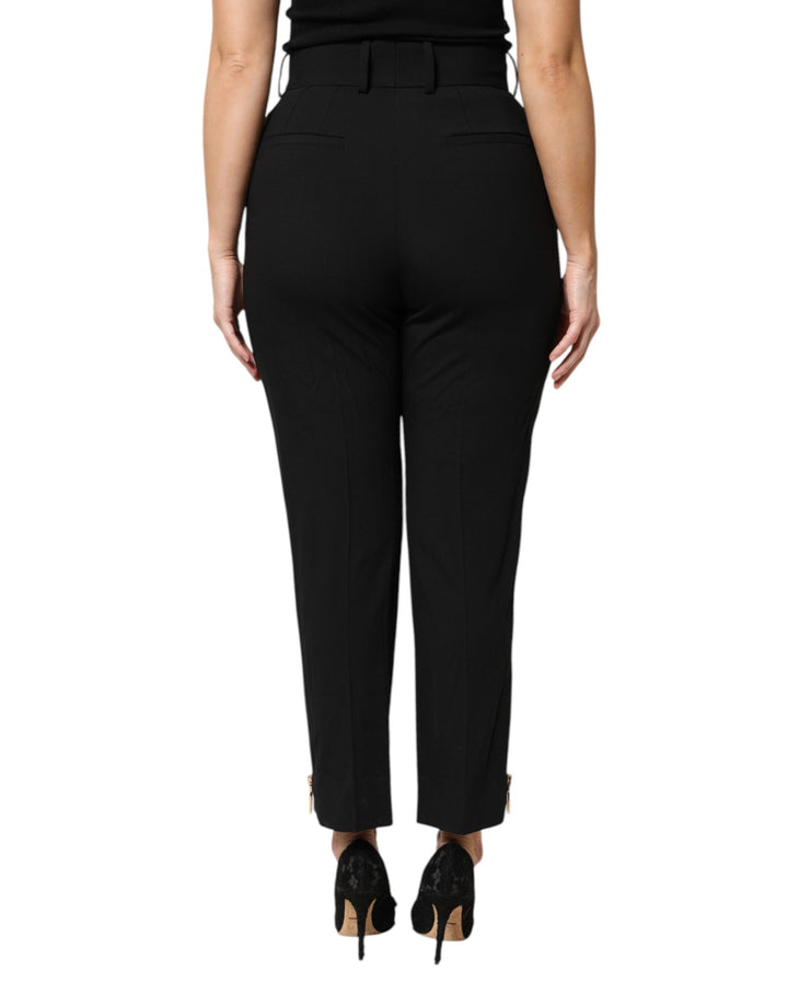 Dolce &amp; Gabbana Sample Sale Dolce &amp; Gabbana Black Wool High Waist Zipper Tapered Pants - | Designer outlet