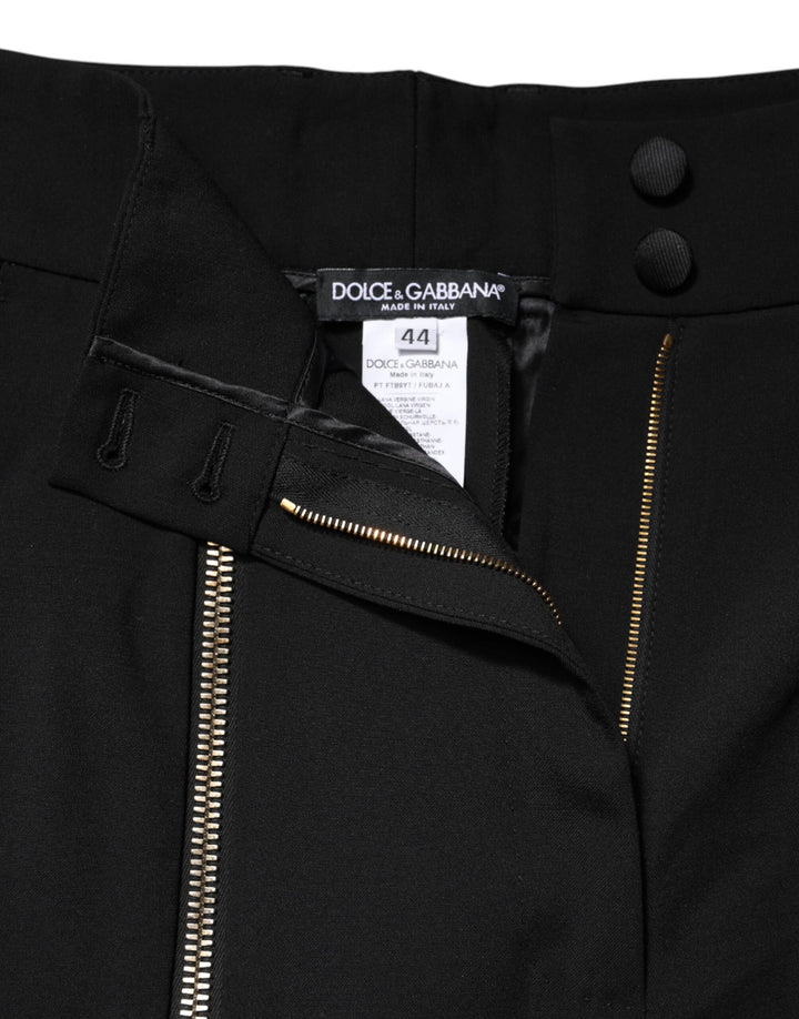 Dolce &amp; Gabbana Sample Sale Dolce &amp; Gabbana Black Wool High Waist Zipper Tapered Pants - | Designer outlet