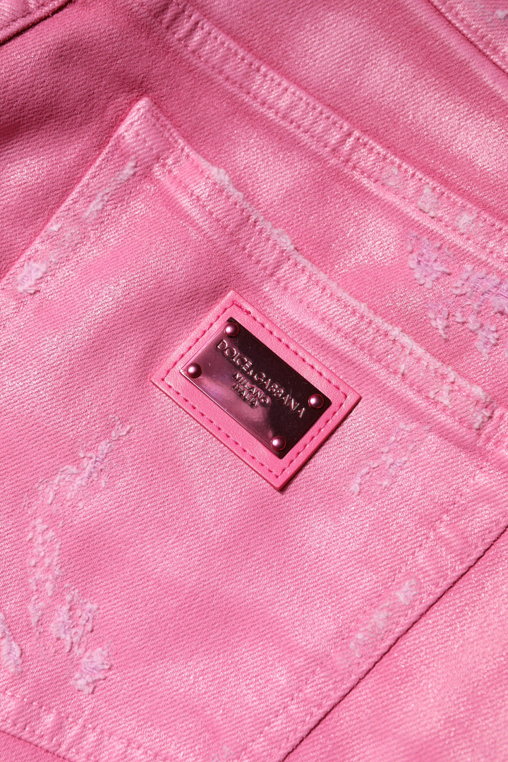 Dolce &amp; Gabbana Sample Sale Dolce &amp; Gabbana Pink Tattered Mid Waist Tapered Denim Jeans - | Designer outlet