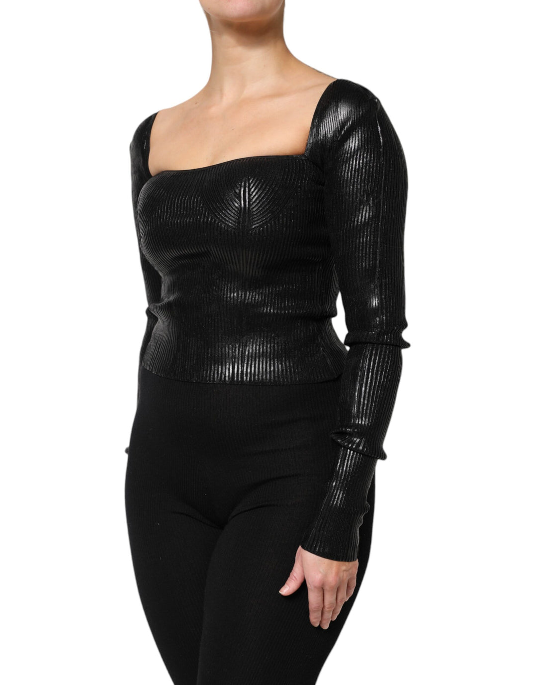 Dolce & Gabbana Sample Sale Dolce & Gabbana Black Viscose Long Sleeves Fitted Blouse Top - | Designer outlet