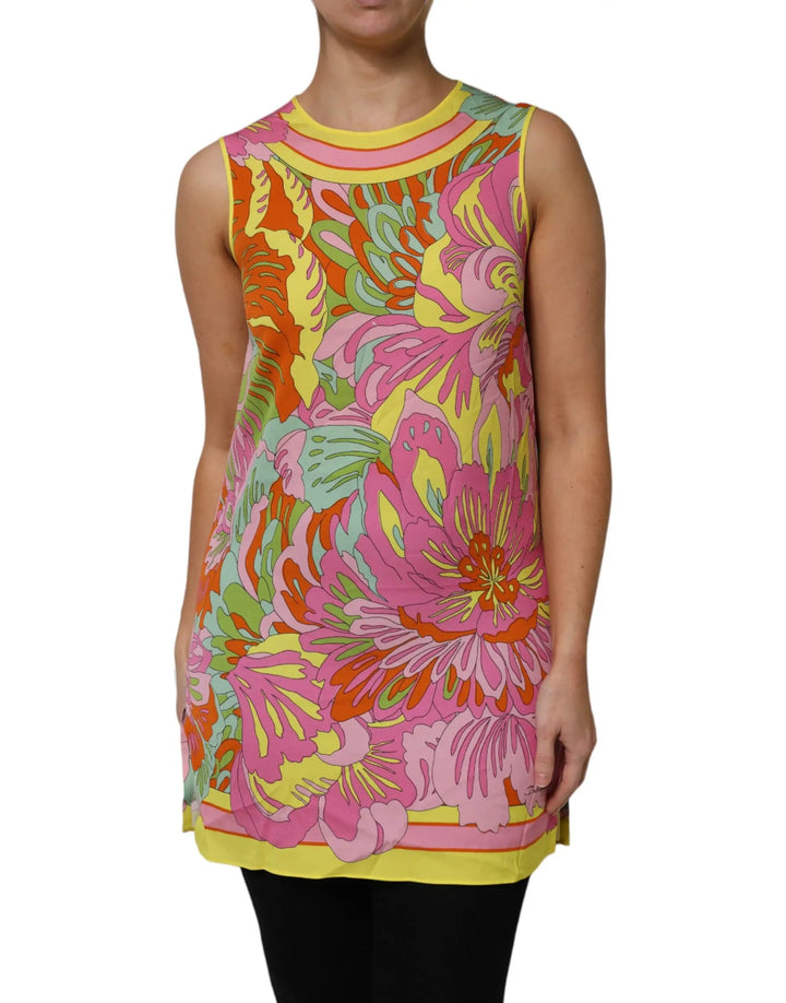 Dolce &amp; Gabbana Sample Sale | Dolce &amp; Gabbana Multicolor Floral Roundneck Sleeveless Top - | Designer outlet