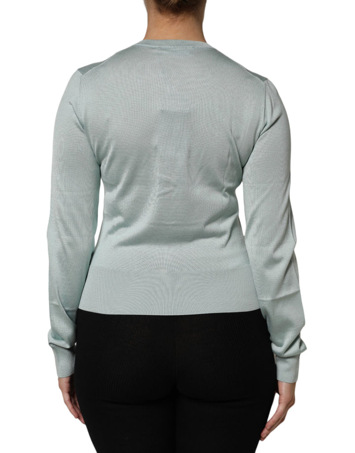 Dolce &amp; Gabbana Sample Sale Dolce &amp; Gabbana Light Green Silk Button Down Cardigan Sweater - | Designer outlet