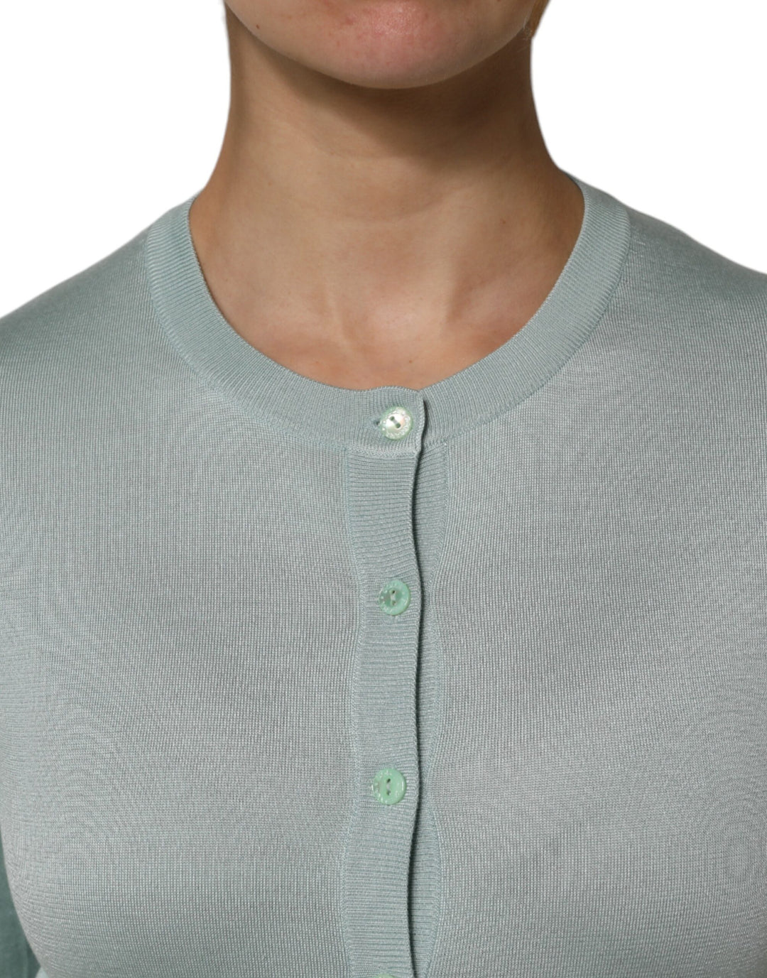 Dolce &amp; Gabbana Sample Sale Dolce &amp; Gabbana Light Green Silk Button Down Cardigan Sweater - | Designer outlet